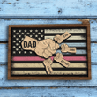 Personalized Daddy Hand American Flag 2 Layers Wooden Sign, Fist Bump Dad with Kid Names for Him, Great Gift for Father's Day
