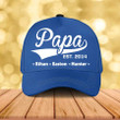 Customized Papa Est with Grandkid Names Retro Cap for Father's Day Hats