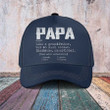 Personalized Funny Papa Definition Classic Cap, Grandpa with Grandkid Names Hats