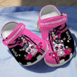 Pesonalized Skull Pink Crocs, Customs Name Crocs Clogs Shoes for Women, Lovers, Gift for Breast Cancer Awareness