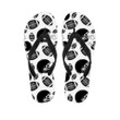 Black and White American Football Flip Flops, Custom Name Summer Sandals For Team, Gift For Family Love Football