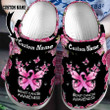 Personalized Butterfly Breast Cancer Awareness Crocs, Customs Name Crocs Clogs Shoes for Women, Lovers