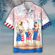 Labrador Family Hawaiian Shirt For Independence Day, Funny Dog Hawaii Beach Shirt, Cool 4Th Of July Present