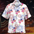 Flamingo Hawaiian Shirt For Independence Day, Usa Flag With Flamingo Patriotic Hawaii Aloha Shirt Short Sleeve