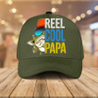 Personalized Fishing Reel Cool Papa Hat, Grandpa Fishing Classic Cap for Mens