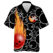 Personalized Flame Hawaiian Bowling Shirt, Men Women Skull Pins Black Bowlers