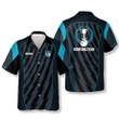 Blue Sports Style Trophy Emblem Custom Bowling Hawaiian Shirt, Uniform Team Bowling Shirt