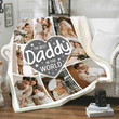 Customized Daddy Photo Collage Blanket, The Best Daddy in the World Throw Blanket