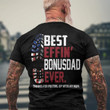 Best Effin’ Bonus Dad Ever Men's Crewneck Short Sleeve Back Print T-shirt, Gift for bonus dad