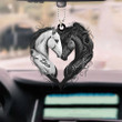 Acrylic Black And White Horse Car Ornament, Custom Couple Name Ornament, Car Decor, Gift For Couple, Horse Lovers
