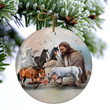 God Surrounded By Horses Ceramic Ornament, Jesus Porcelain Ornament for Christmas Tree Decor