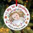 Gift For Baby Newborn My First Christmas Ornament, Custom Baby Photo Ceramic Ornament for Christmas Decor