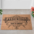 Personalized Barber Shop Doormat for Owner, Custom Name Barber Coir Doormat Outdoor