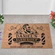 Personalized Barber Shop Doormat for Owner, Custom Name Barber Coir Doormat Outdoor