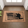 Personalized American Flag Veteran Outdoor Doormat, Custom Name Veteran Doormat Indoor for Soldier, Army