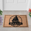 Monogram Sailboat Ocean Sailor Doormat, Custom Name Outdoor Sailing Door Mat Gift For Sailor