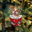 Custom Old English Bulldog In Snow Pocket Christmas Ornament, Personalized Dog Flat Acrylic Ornament