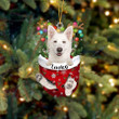 Custom Black German Shepherd In Snow Pocket Christmas Ornament, Personalized Dog Flat Acrylic Ornament
