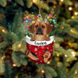 Custom Puggle In Snow Pocket Christmas Ornament, Personalized Dog Flat Acrylic Ornament