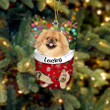 Custom Black Pekingese In Snow Pocket Christmas Ornament, Personalized Dog Flat Acrylic Ornament