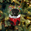 Custom Black Tibetan Terrier In Snow Pocket Christmas Ornament, Personalized Dog Flat Acrylic Ornament