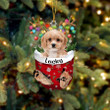 Custom Cavachon In Snow Pocket Christmas Ornament, Personalized Dog Flat Acrylic Ornament