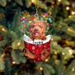 Custom Irish Doodle In Snow Pocket Christmas Ornament, Personalized Dog Flat Acrylic Ornament