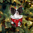 Custom Papillon In Snow Pocket Christmas Ornament, Personalized Dog Flat Acrylic Ornament