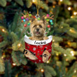 Custom Cairn Terrier In Snow Pocket Christmas Ornament, Personalized Dog Flat Acrylic Ornament