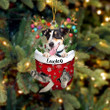 Custom Smooth Fox Terrier In Snow Pocket Christmas Ornament, Personalized Dog Flat Acrylic Ornament