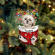 Custom Shih Tzu In Snow Pocket Christmas Ornament, Personalized Dog Flat Acrylic Ornament
