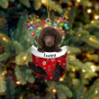 Custom White Standard Poodle In Snow Pocket Christmas Ornament, Personalized Dog Flat Acrylic Ornament