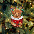 Custom Black Toy Poodle In Snow Pocket Christmas Ornament, Personalized Dog Flat Acrylic Ornament