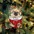 Custom Tibetan Spaniel In Snow Pocket Christmas Ornament, Personalized Dog Flat Acrylic Ornament