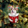 Custom Pembroke Welsh Corgi In Snow Pocket Christmas Ornament, Personalized Dog Flat Acrylic Ornament