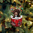 Custom Chocolate Goldendoodle In Snow Pocket Christmas Ornament, Personalized Dog Flat Acrylic Ornament
