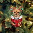 Custom White Chihuahua In Snow Pocket Christmas Ornament, Personalized Dog Flat Acrylic Ornament