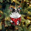 Custom White Chihuahua In Snow Pocket Christmas Ornament, Personalized Dog Flat Acrylic Ornament