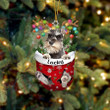 Custom Chocolate Miniature Schnauzer In Snow Pocket Christmas Ornament, Personalized Dog Flat Acrylic Ornament