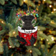 Custom Black Miniature Schnauzer In Snow Pocket Christmas Ornament, Personalized Dog Flat Acrylic Ornament