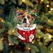 Custom American Bulldog In Snow Pocket Christmas Ornament, Personalized Dog Flat Acrylic Ornament