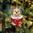 Custom Black Cocker Spaniel In Snow Pocket Christmas Ornament, Personalized Dog Flat Acrylic Ornament