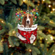 Custom Basset Hound In Snow Pocket Christmas Ornament, Personalized Dog Flat Acrylic Ornament