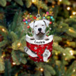 Custom Dogo Argentino In Snow Pocket Christmas Ornament, Personalized Dog Flat Acrylic Ornament