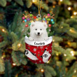 Custom Samoyed In Snow Pocket Christmas Ornament, Personalized Dog Flat Acrylic Ornament