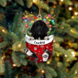 Custom Newfoundland In Snow Pocket Christmas Ornament, Personalized Dog Flat Acrylic Ornament