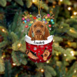 Custom Vizsla In Snow Pocket Christmas Ornament, Personalized Dog Flat Acrylic Ornament