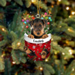 Custom Airedale Terrier In Snow Pocket Christmas Ornament, Personalized Dog Flat Acrylic Ornament