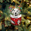 Custom Dalmatian In Snow Pocket Christmas Ornament, Personalized Dog Flat Acrylic Ornament