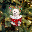 Custom White Maltipoo In Snow Pocket Christmas Ornament, Personalized Dog Flat Acrylic Ornament